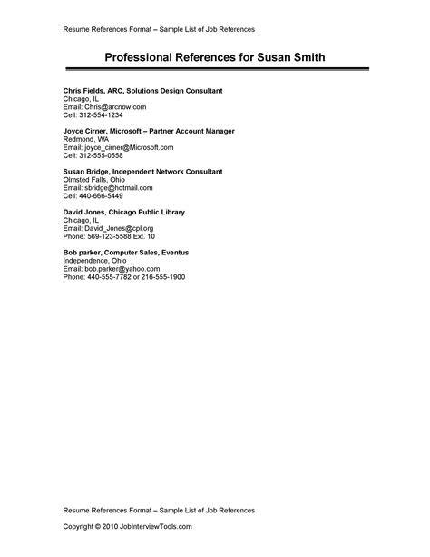 Professional References Template