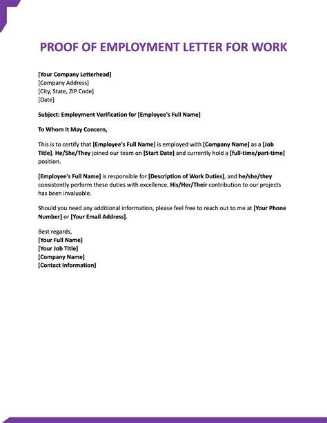 Proof Of Work Letter