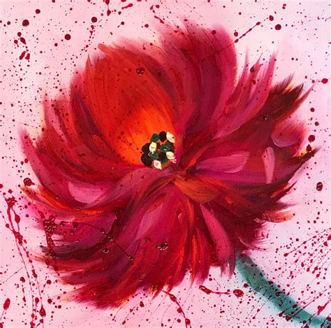 Red Abstract Flower Painting