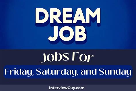 Saturday Sunday Jobs