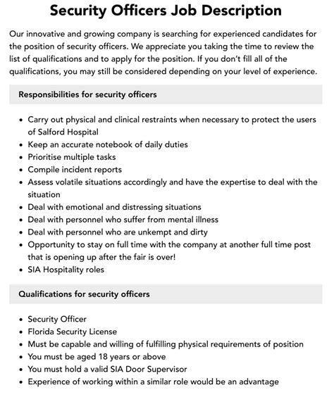 Security Officer Job Role