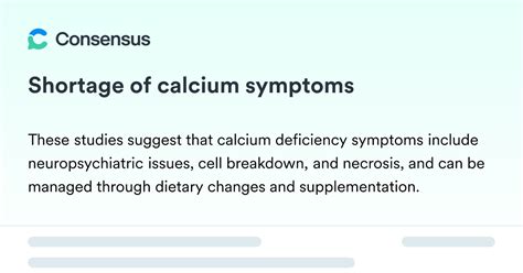 Shortage Of Calcium Symptoms