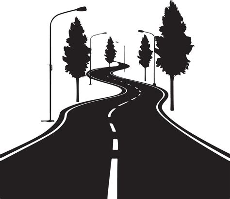 Silhouette Of Road In A Forest