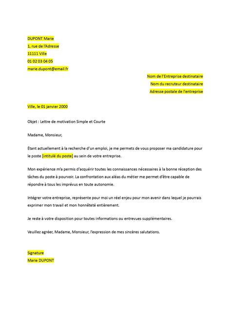 Simple Lettre De Motivation