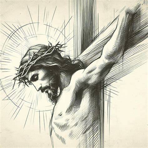 Sketch Of Jesus On The Cross