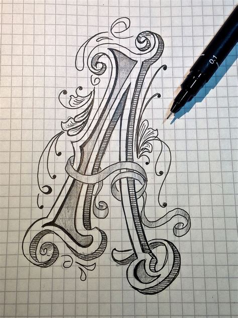 Sketch Photo Of Calligraphy C For Drawing