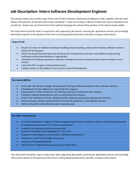 Software Engineer Job Description