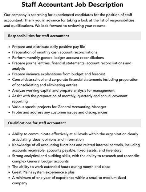 Staff Accountant Job Description