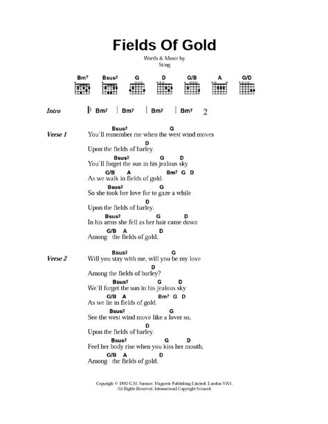 Sting Fields Of Gold Chords
