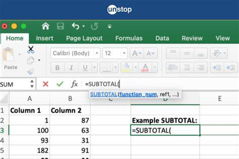 Subtotal Function Excel