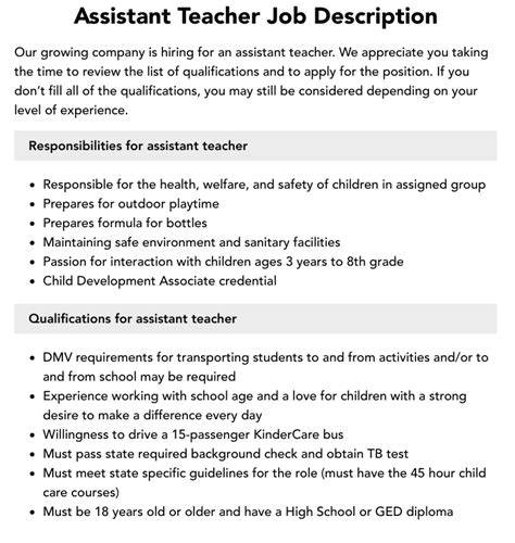 Teacher Assistant Duties