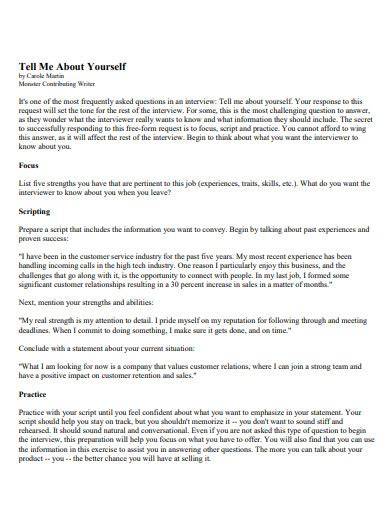 Tell About Myself Example