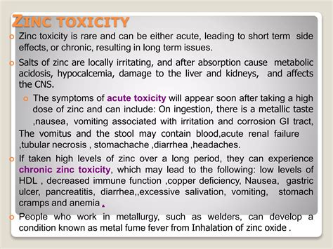 Treatment For Zinc Toxicity