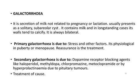 Treatment Of Galactorrhoea