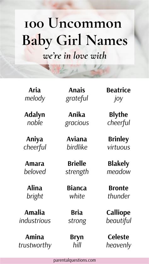 Uncommon Baby Girl Names