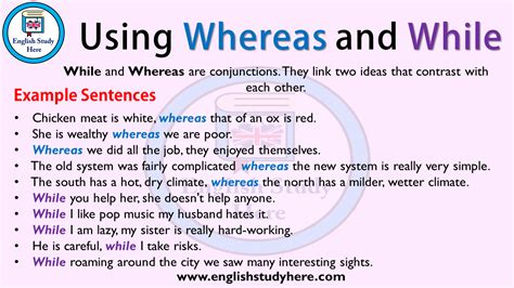 While Vs Whereas While Example