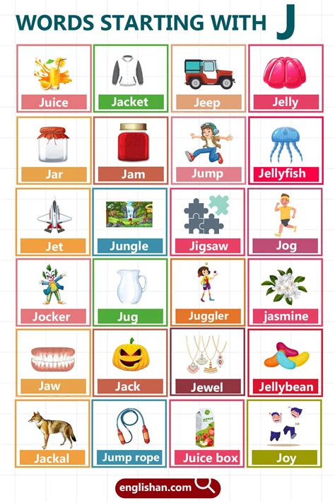 Words Start With J Kids