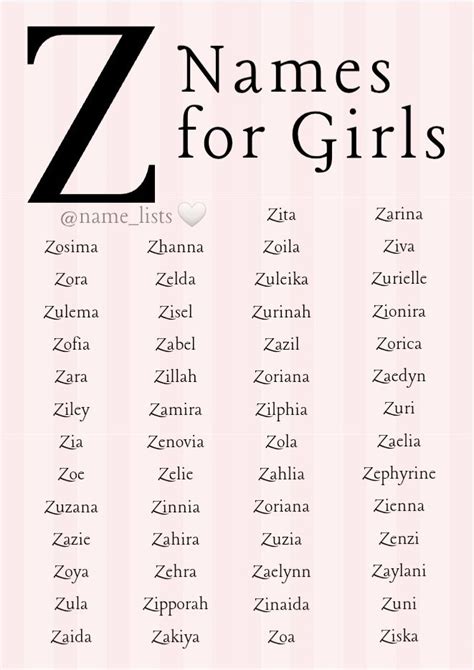 Z Names For Girls